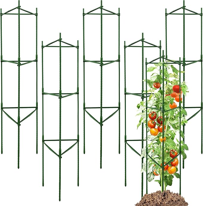 TCBWFY 6-Pack 48-Inch Adjustable Tomato Cages, Heavy-Duty Metal Plant Support Trellis for Garden and Pots, DIY Tomato Stakes, Height Adjustable 16 to 288 Inches