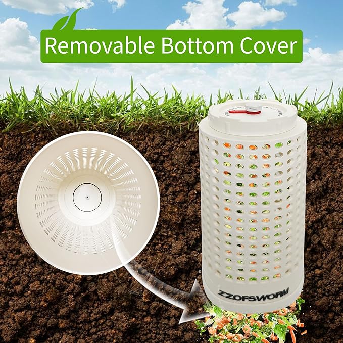 Inground Worm Farm Compost Bin Outdoor with Time Pointer for Composting System Decomposing Kitchen Waste and Raised Garden Beds (Middle)