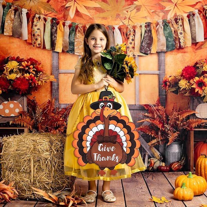 Thanksgiving Garden Flag Outdoor Decorations for Outside Double-Sided Printed, Large Fall Turkey Winter Autumn Yard Flags House Banner Yard Sign Seasonal Decoration