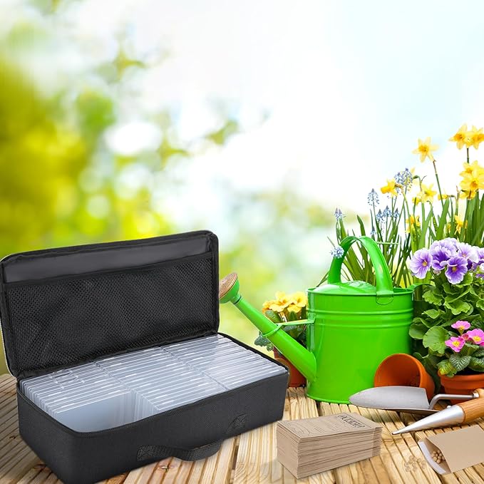 27 Slots Seed Storage Organizer Box, Garden Seed Packet Organize with 90 Pcs Seed Envelopes & Label Stickers, Gardening Seed Keeper Set for Flower Vegetable Plants Garden