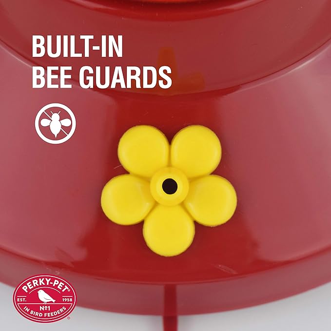 Perky-Pet Pinch-Waist Glass Hummingbird Feeder – 16 oz Nectar Capacity - Wide Mouth Humming bird Feeder - Bee Guards, Ant Moats, Durable Glass Bottle - 210PB, Easy to Clean