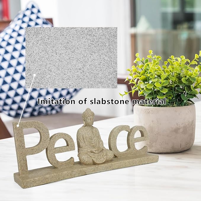 Buddha Statue Outdoor,Zen Garden Decor Buddha Sculpture for Home Meditation Decor Buda Decoration for Patio Desk Porch Yard Art Resin Decoration (Sand)