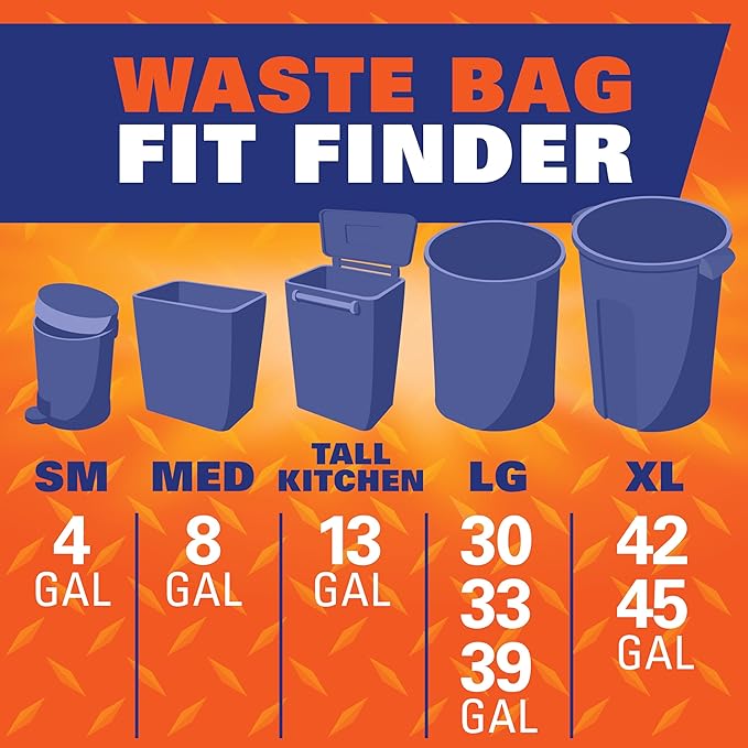 Hefty Strong Extra Large Trash Bags,Black,33 Gallon,48 Count (Pack of 3)