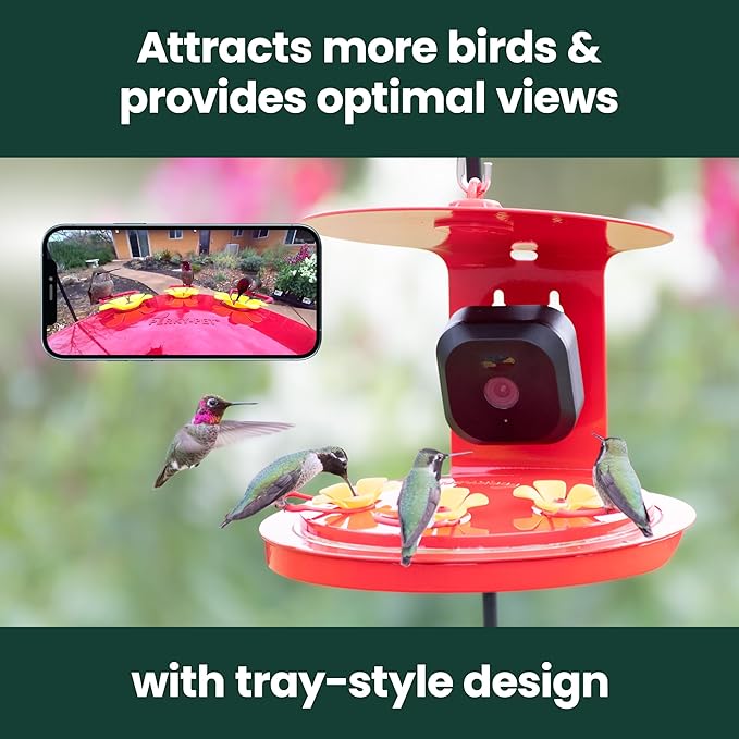 Perky-Pet Smart Bird Feeder with Camera for Hummingbirds - 20 oz Nectar Capacity, Motion Activated 1080p HD, WIi Fi, Camera Feeder Gift Idea