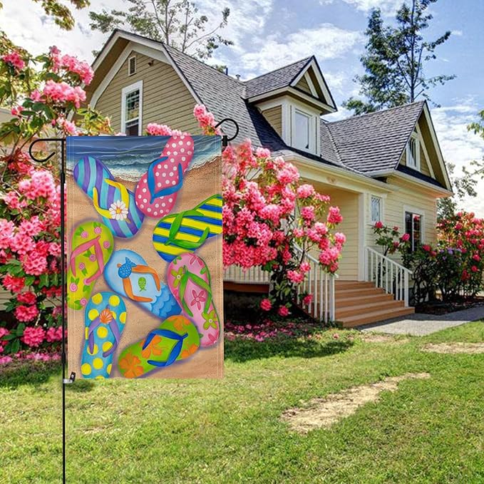 Anley Double Sided Premium Garden Flag, Flip Flops on Summer Beach Welcome Decorative Garden Flags for Home Decor - Weather Resistant & Double Stitched Yard Flags- 18 x 12.5 Inch