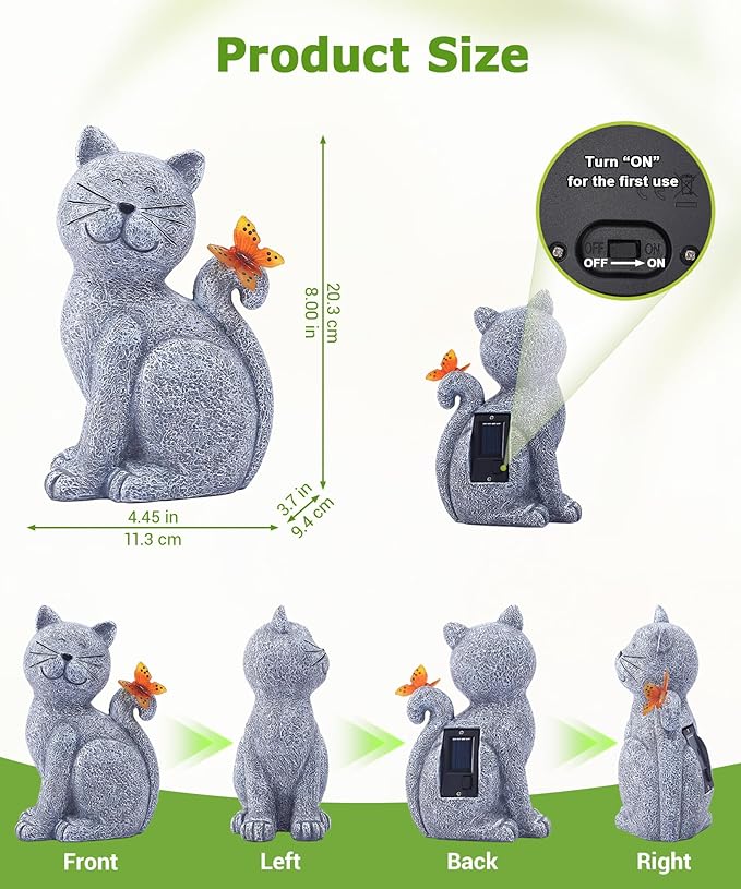 Nacome Cat Outdoor Statues for Garden: Outside Decor with Butterfly Clearance for Yard Art Lawn Ornaments Porch Patio Balcony Home House for Grandma Mom Women