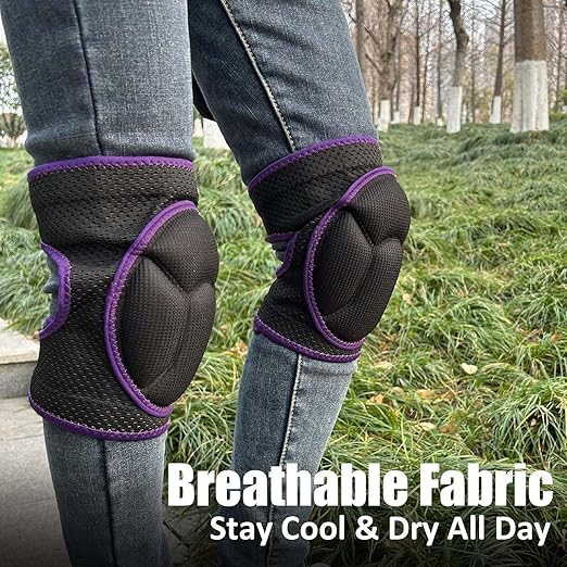 Women Knee Pads for Gardening, Knee Pad for Men Floor Work, Flooring Worker, Safety Knee Protectors for Scrubbing Floors, Lightweight Knee Cap Protection Pads for Carpenters, Retailers, Purple S