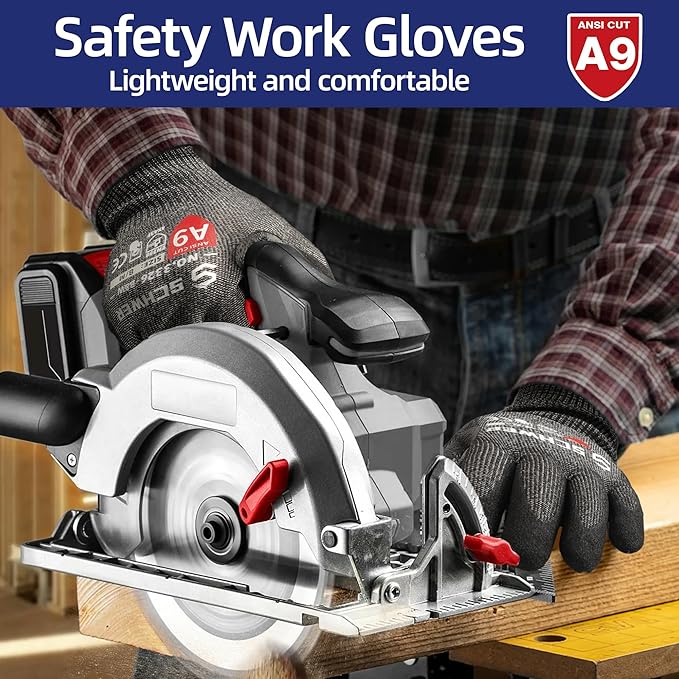 Schwer ProGuard High Level Cut Resistant Work Gloves PR3326 for Extreme Protection，ANSI A9 Cut Gloves with Reinforced Thumb, Non Slip, Breathable, Durable, Touch-screen, Black 1 Pair（M）