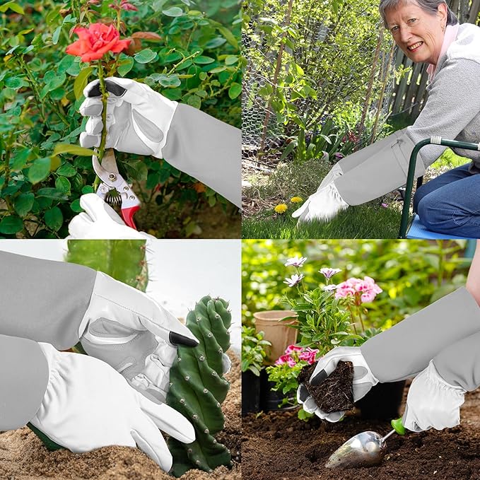 Long-Gardening-Gloves for Women/Men - Thorn Proof Rose Pruning Gloves Heavy Duty Gauntlet, Best Garden Gifts for Gardener-S