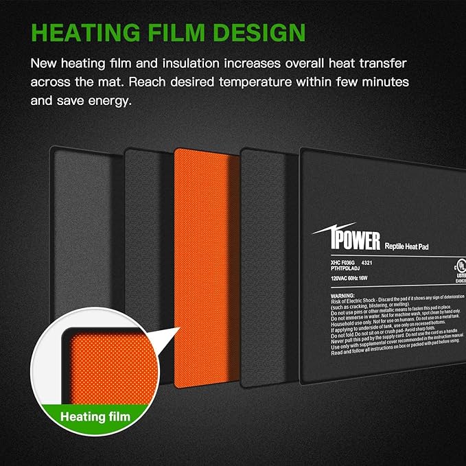 iPower 8x12 Inch Reptile Heating Pad with Adjustable Controller Knob, Under Tank Heater Mat for Turtles, Lizards, Snakes, Amphibians & Small Pets, 2 Pack