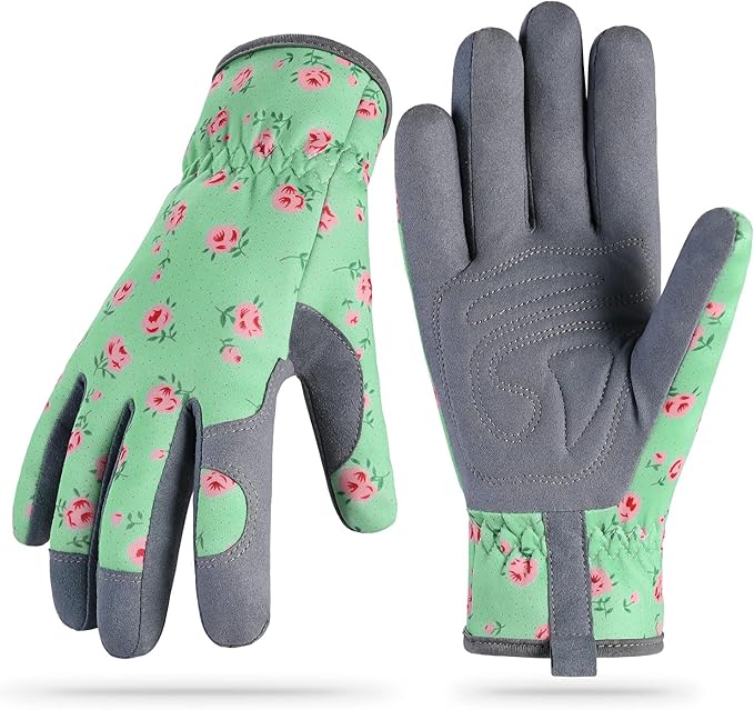 Baidast Gardening Gloves for Women, Breathable Leather Garden Gloves with Grip, Thorn Proof Work Gloves
