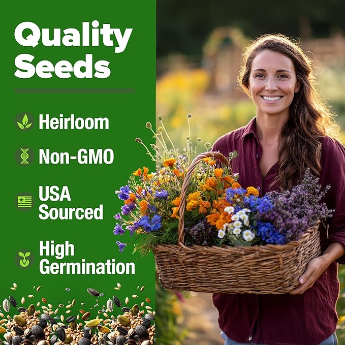 HOME GROWN Herb Seeds 32 Medicinal Herbs and Tea Variety Pack – Annual & Perennial Herb Seeds for Planting Indoors & Outdoor – Non-GMO, Heirloom Seeds, Easy to Grow, High Germination Garden Kit