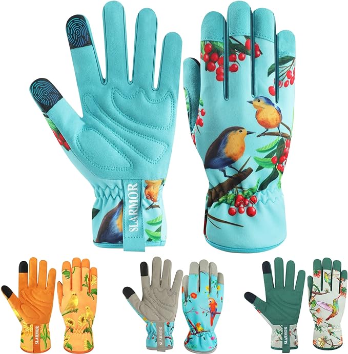 Leather-Gardening-Gloves for Women,Thorn-Proof Work-Gloves for Weeding,Digging,Planting,Pruning Yard garden Gloves