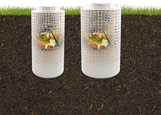 2 PCS Farm Compost Bin for Organic Refuse, 4.3'' x 10.2'' & 6.3'' x 11.8'' Inground Worm Composting Bin Outdoor with Holes and Lid for Backyard, Greenhouse and Raised Garden Beds at Home