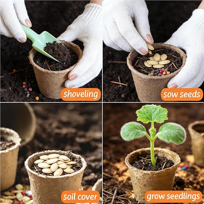 ROOUTEN 50-Pack 3.15 Inch Peat Pots for Seedling with 50 Pcs Plant Labels,Outdoor Garden Germination Nursery,Biodegradable Seed Starter Pot Kits