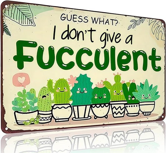 Bestylez Garden Gifts Vintage I Don't Give A Succulent Gardening Signs for Home Garden Greenhouse Living Room Bedroom Yard Outdoor Decor 8X12 Inch (3363)