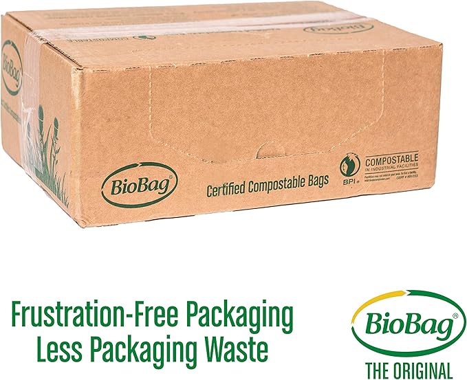 BioBag (USA) The Original Compostable Bag, 33 Gallon, 120 Count, 100% Certified Compostable Trash Bag Liners for Food Waste, Extra Strong and Durable, Trash Bag