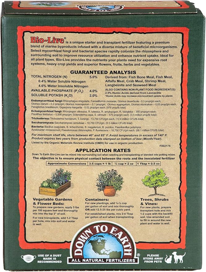 Down To Earth Organic Bio-Live Fertilizer Mix 5-4-2, 5 lb