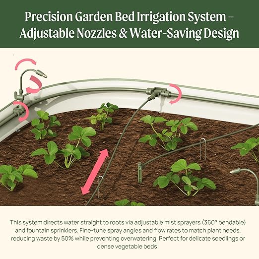 Vego Garden Irrigation Kit - Drip Irrigation System for Raised Garden Beds, Efficient Watering Solution for Vegetables, Flowers, and Plants, Easy DIY Installation (Small)