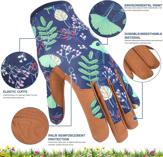 2 Pairs Gardening Gloves Thorn Proof for Women, Long And Short Leather Gardening Gloves for Rose Pruning Yard Work