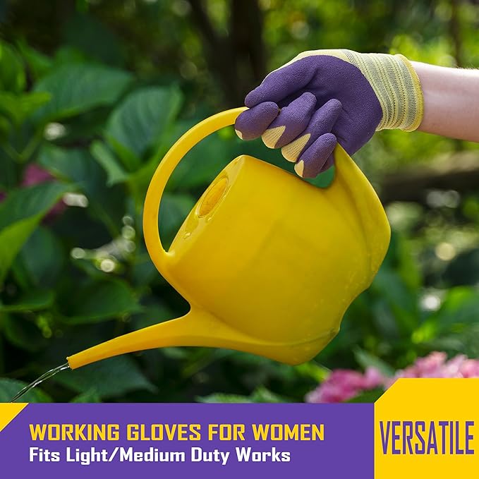 COOLJOB 2 Pairs Breathable Gardening Gloves for Women X-Small, Stretch Soft Modal Base with Non Slip Rubber Coating, Palm Dipped Grip Work for Gardener Worker in Lawn Yard Factory Garden