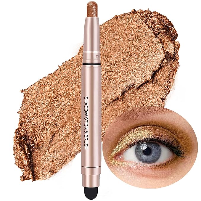 Eyeshadow Stick Makeup, Waterproof Hypoallergenic Long Lasting Cream Eye Shadow Pencil, Highlighter Matte Crayon eyes liner, Glitter Primer Palette Shimmer Eyeliner Pen, Clove Shimmer
