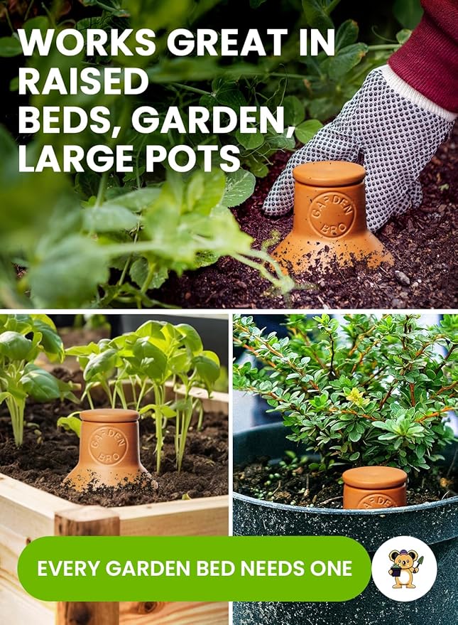 2pc Olla Pots For Garden Terracotta Watering Pots - 32oz XL Garden Olla Watering System For Raised Beds & Outdoor Plants - Covers 14 Sq Ft Irrigation Area, Water Plants While On Vacation [2pc XL 32oz]