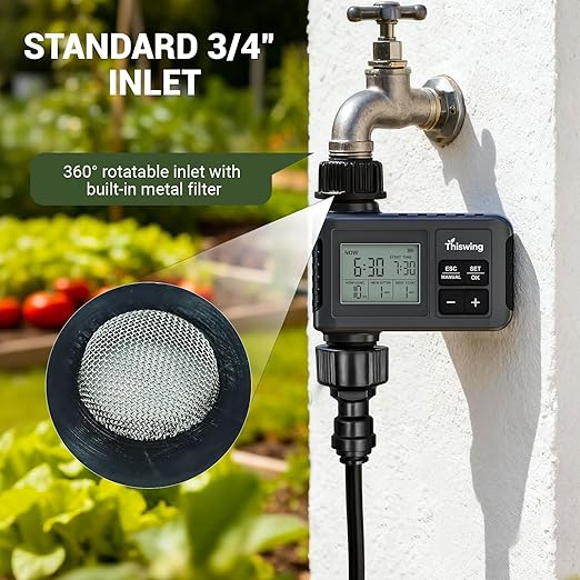 360° Adjustable Drip Irrigation System - 100FT Garden Watering Atomizing System with 32 Nozzles & Water Timer, Greenhouse Accessories for Yard, Lawn, Plants, Garden, 5/16 inches Hose