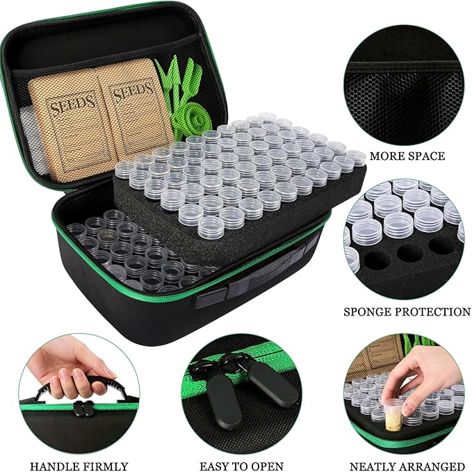 120 Slots Seed Storage Organizer Box, with 20 Seed Envelopes and Small Tool, Sturdy Seeds Saving Seed Bank Container Kit (Seeds not Included)