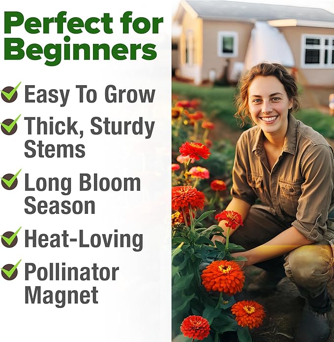 HOME GROWN Will Rogers Zinnia Seeds - 300 Zinnia Flower Seeds for Planting Outdoors - Tall Zinnia Elegans Cut Flowers - Heirloom Non-GMO Zinnia Seeds for 2026