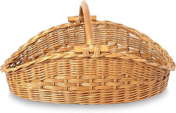 The Basket Lady Wicker Gathering Basket, Small, 18.5 in L x 10 in W x 9 in H, Sandstone (Sold Individually)