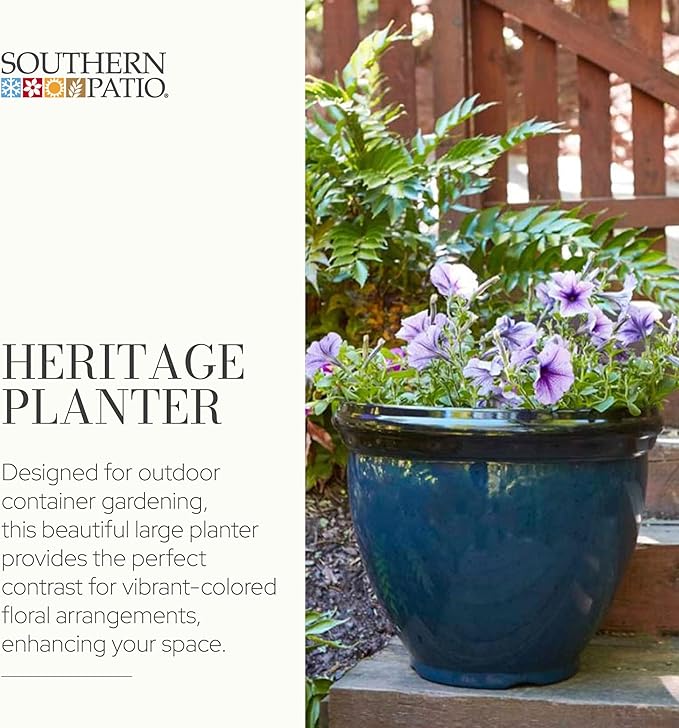 Southern Patio HDR-029755 12" Blue Hritge Planter