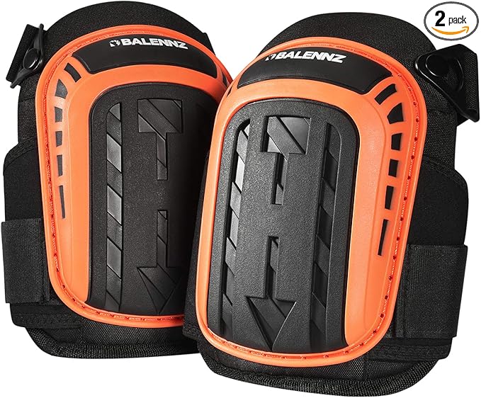 BALENNZ Professional Knee Pads for Work - Heavy Duty Foam Padding Gel Construction Knee Pads with Strong Double Straps – Comfortable Knee Protection for Indoor and Outdoor Use (Knee High Orange)
