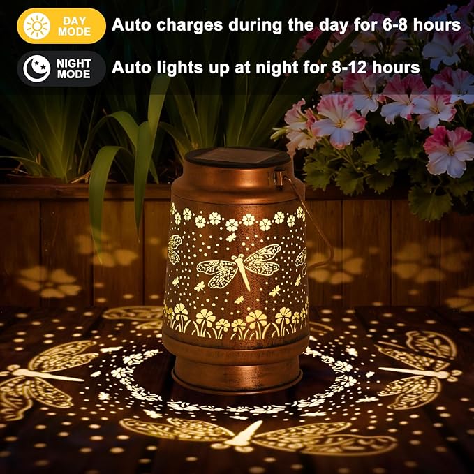 Dragonfly Solar Lanterns Outdoor Waterproof, Mother Day Gifts, Birthday Gifts for Women, Mom, Grandma, Hanging Solar Lights for Yard, Patio, Porch, Garden Decor