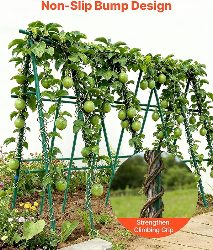 VEVOR Garden Stakes, 25 Pack, 82.68 inch, Plastic Coated Metal Tomato Stakes, Garden Sticks for Plants Support, with Pointed End and Non-Slip Bumps for Growing Climbing Plants, Outdoor Vegetables