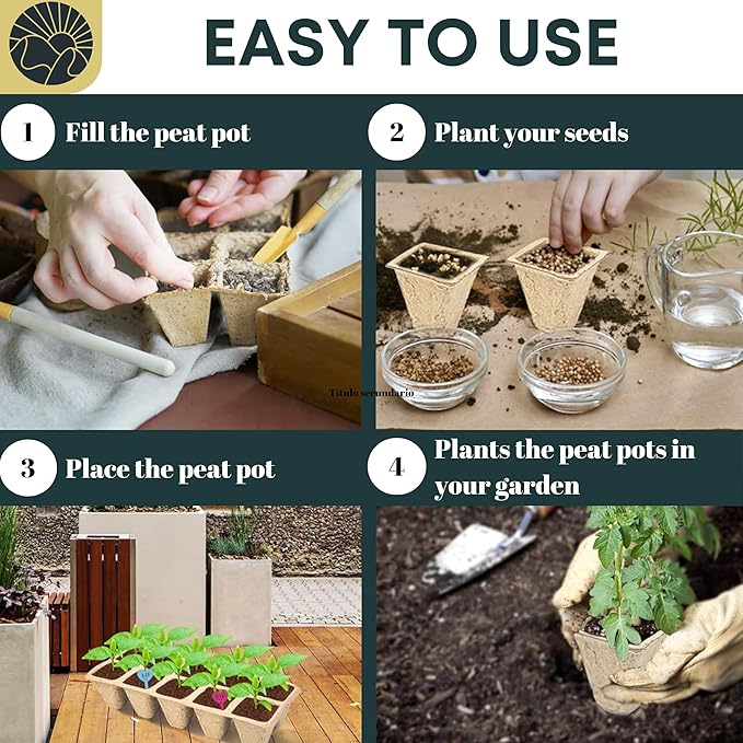 SunVara Seed Starter Peat Pots for Seedlings 300 pcs Biodegradable Seed Starter Pots