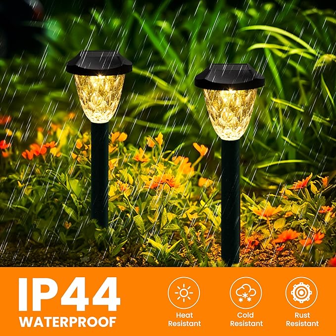 GIGALUMI 8 Pack Solar Lights Outdoor, Solar Pathway Lights with Great Pattern, Waterproof Auto On/Off Solar Powered Light for Outside Yard Garden Walkway Driveway Lawn Pathway