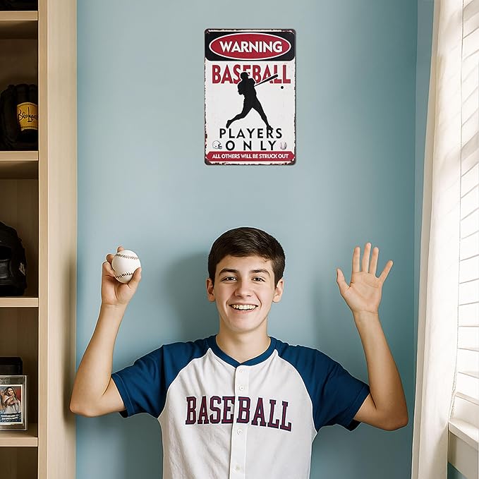 Baseball Wall Decor Sign Decorative Signs Chic Metal Signs for Boys Room Wall Decor Gift for Baseball Lovers (Color09)