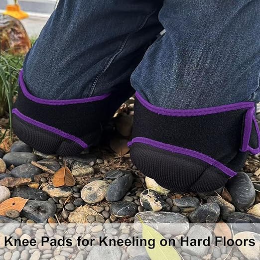 Gardening Knee Pads for Men/Woman, Adjustable Knee Pad for Washing Floors Cleaning House Kitchen, Comfortable Foam Knee Protector for Kneeling on Hard Floor, Soft Working Kneepads for Adult, Purple L (1 Pair)