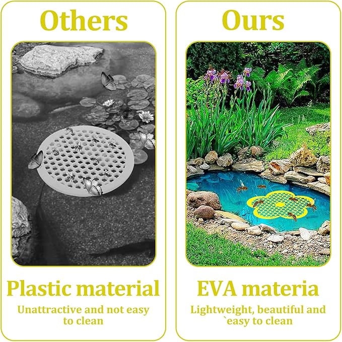8 Pack Bee Watering Station, Flowers Shape Bee Waterer, Butterfly Watering Station, Floating Bees Island for Feeding Thirsty Pollinators Outdoors (Yellow)
