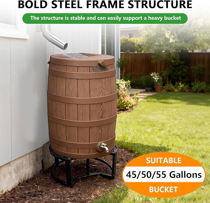 Rain Barrel Stand Heavy-Duty Stainless Steel- Fits 45/50/55 Gallon Barrel,Garden Rain Water Collection Barrel Stand.