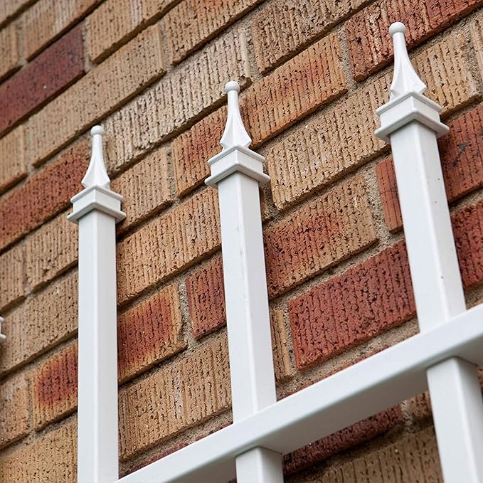 Dura-Trel Winchester Vinyl Trellis, Outdoor Plant Support Frame, 57" x 95", White - Decorative Grid-Style Lattice for Climbing Vines & Flowers, Use Against Walls or Fences