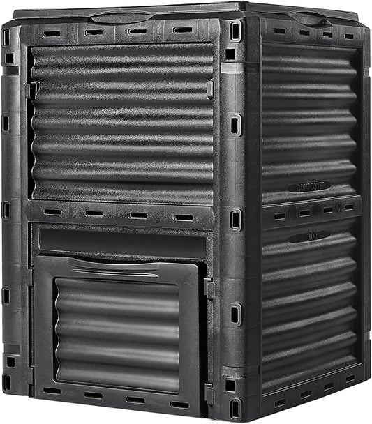 VEVOR Garden Compost Bin 80 Gallon, BPA Free Composter, Large Capacity Outdoor Composting Bin with Top Lid and Bottom Door, Easy Assembling, Lightweight, Fast Creation of Fertile Soil