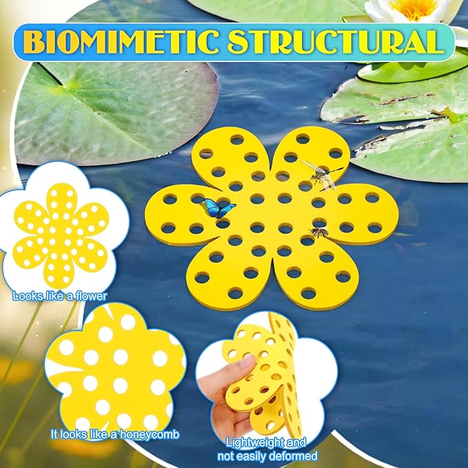 Chunful 6 Pack Bee Watering Station 6.3 Inches Floating Bee Watering Station for Garden Butterfly Feeders for Outside Garden Decoration Thirsty Pollinators(Yellow)
