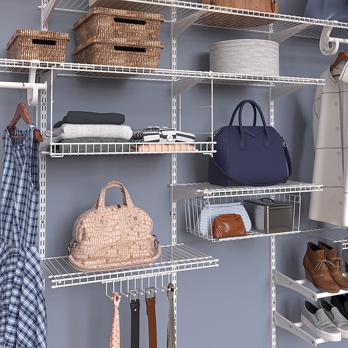 ClosetMaid Wire Hanging Shelf Basket for Storage, Organization in Closet or Pantry, No Assembly or Installation, Durable, White