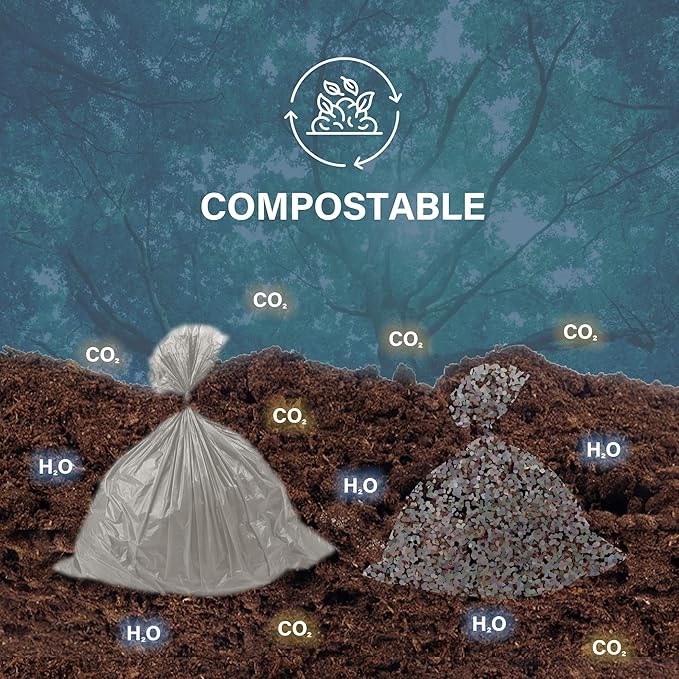Compostable Trash Bags 4 Gallon, Small Compost Bags for Countertop Bin and Kitchen Food Scrap Waste, US BPI ASTM D6400 Certified, Extra Strong and Leakproof, Unscented, 100 Count