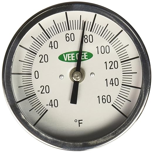VEE GEE Scientific 82160-12 Dial Soil and Compost Testing Thermometer, -40 to 160 Degree F, 3" Diameter, 12" Length
