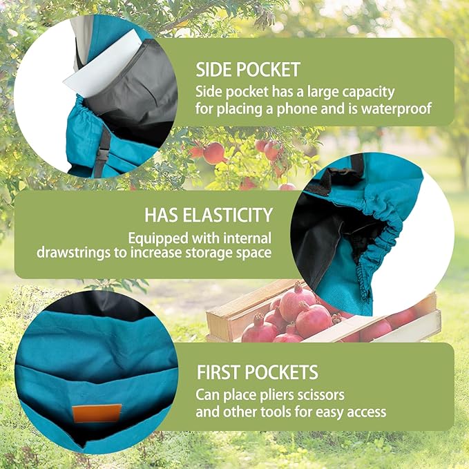 Garden Harvest Apron for Women & Men, Garden Aprons with Pockets and Gloves, Adjustablecross Back Waterproof Apron Great Gift for Love Gardening and Planting