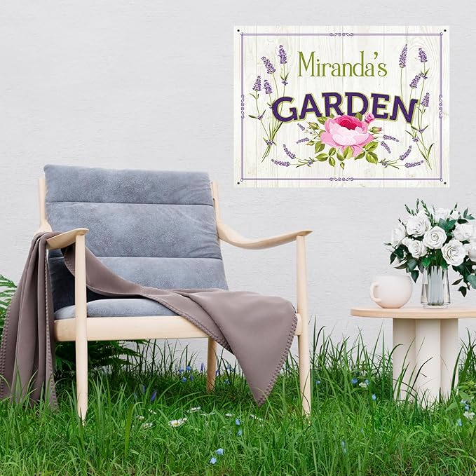 Custom Garden Sign, Present, Personalized Name/Text for Backyard Décor Sign, 18x24 Inches, Rust Free .063 Aluminum, Fade Resistant, Made in USA by Sigo Signs