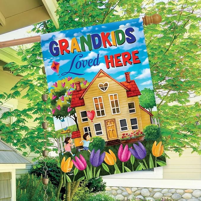 Grandkids Loved Here Spring House Flag Home Tulips 28" x 40" Briarwood Lane